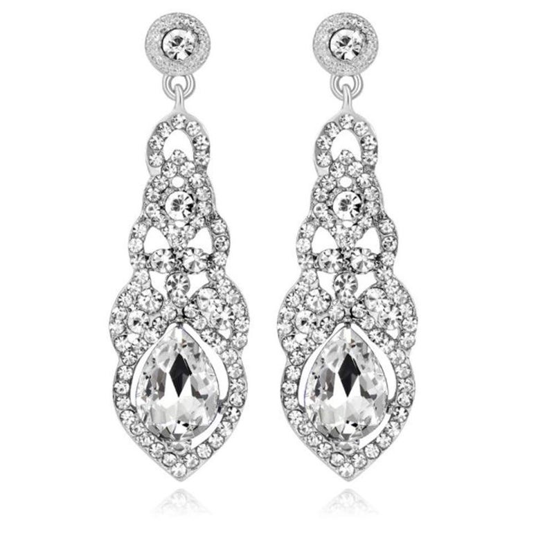YINLI Austrian Crystal Rhinestone Bridal Wedding Dangle Earrings for Women Fashion Jewelry (Style 06) - Image 1